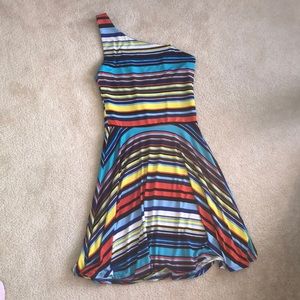 Multi colored one shoulder dress